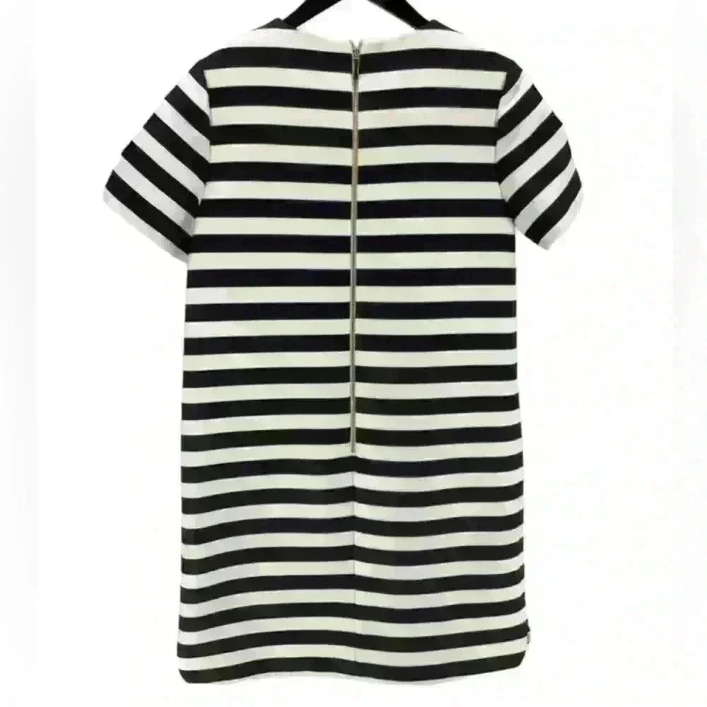 Kate Spade New York Black and Cream Midi Cotton/Silk Zippered Back Womens Size 8 - Picture 2 of 16